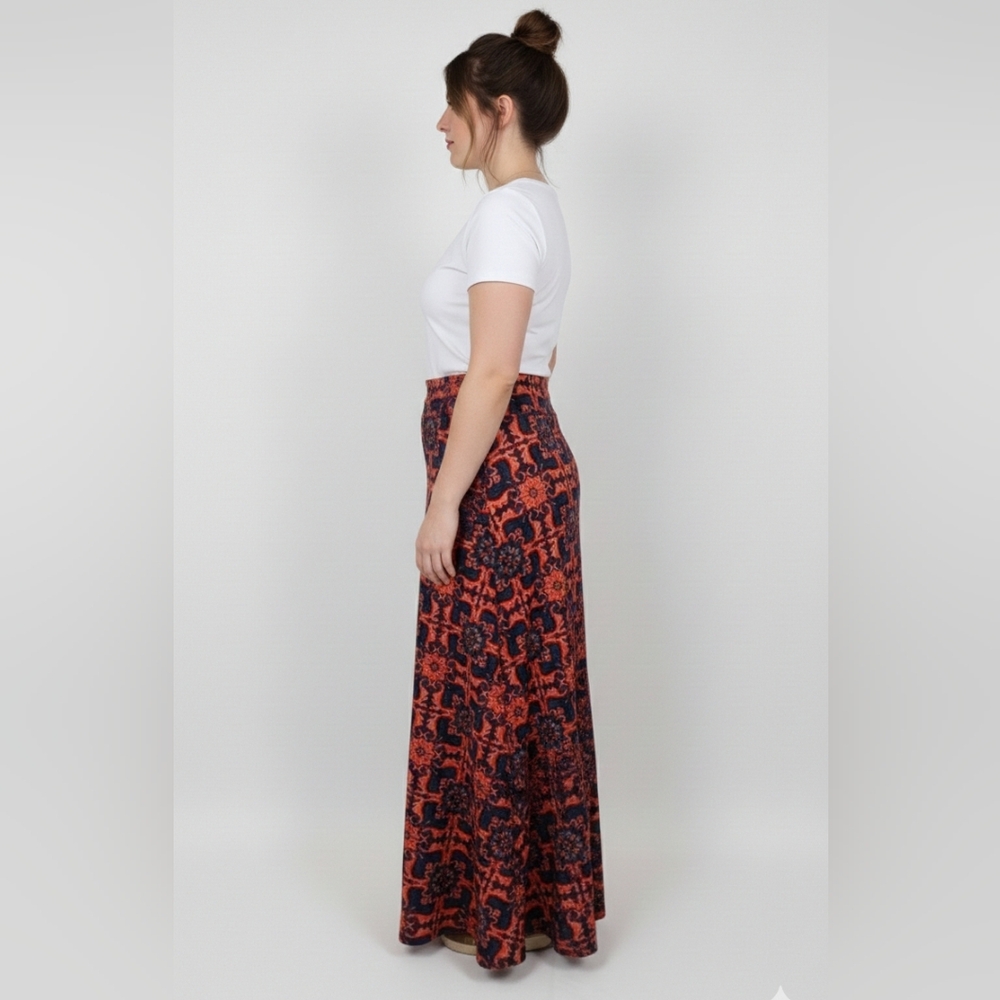 LulaRoe Women's Navy/Red High Waisted Floral Maxi Pleated Skirt Size XL EUC - Picture 10 of 10